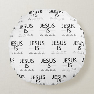 JISMHMAMHMM Pattern {All Black} Round Cushion