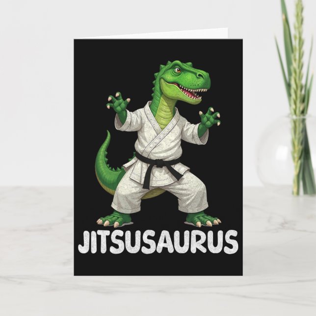 Jitsusaurus Dinosaur Karate Martial Arts Fun Enthu Card (Front)