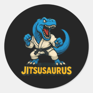 Jitsusaurus Funny Dinosaur Brazilian Jiu Jitsu Classic Round Sticker
