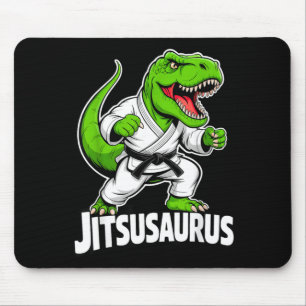 Jitsusaurus Funny Dinosaur Green T-rex Brazilian Mouse Pad