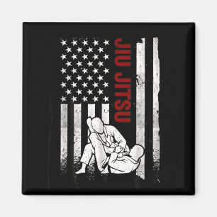 Jiu Jitsu American Flag Distressed USA Patriotic Magnet