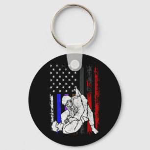 Jiu-Jitsu American Flag Patriotic Grappling Key Ring