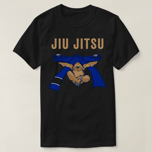 Jiu Jitsu BJJ Sloth Jiu Jitsu Blue Belt with Text  T-Shirt (Design Front)