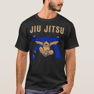 Jiu Jitsu BJJ Sloth Jiu Jitsu Blue Belt with Text  T-Shirt