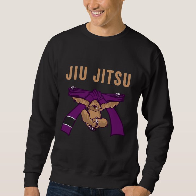 Jiu Jitsu Bjj Sloth Jiu Jitsu Purple Belt With Tex Sweatshirt (Front)