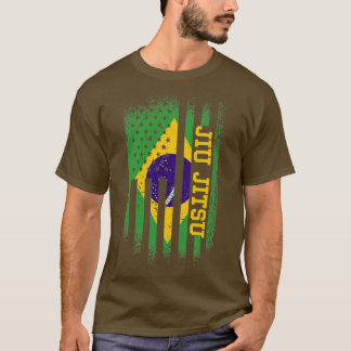 Jiu Jitsu Brasilian And American Flag Brazilian Ju T-Shirt