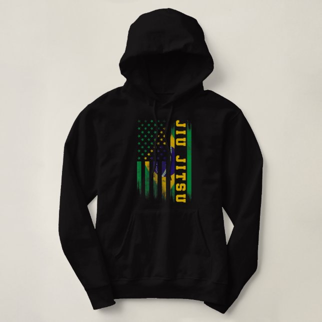 Jiu Jitsu Brazilian Bjj Brazil United States Flag. Hoodie (Design Front)