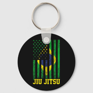 Jiu Jitsu Brazilian BJJ Brazil United States Flag Key Ring