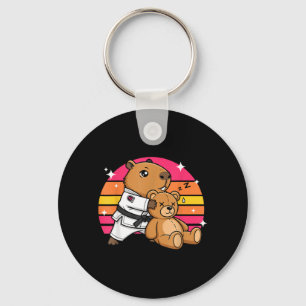 Jiu Jitsu Capybara Martial Arts Grappling Sunset Key Ring