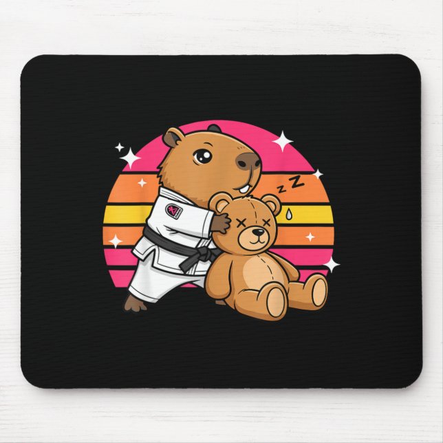 Jiu Jitsu Capybara Martial Arts Grappling Sunset Mouse Pad (Front)