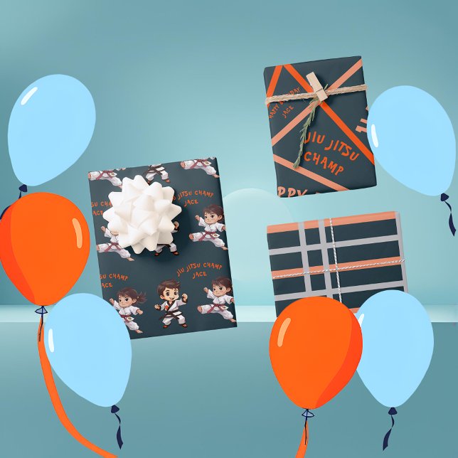 Jiu Jitsu Champ Birthday Wrapping Paper Set of 3 (Creator Uploaded)