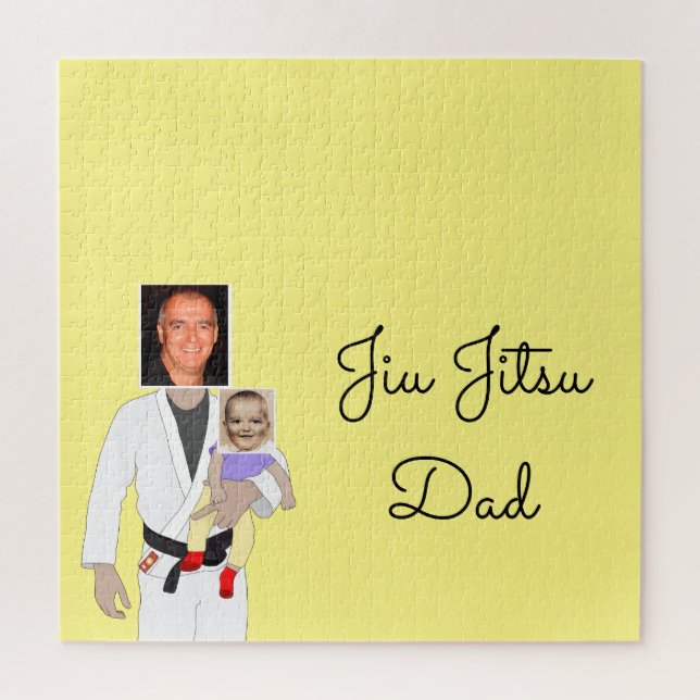 Jiu Jitsu Dad Custom Photos and Handwritten Text I Jigsaw Puzzle (Vertical)