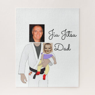 Jiu Jitsu Dad Custom Photos and Handwritten Text Jigsaw Puzzle