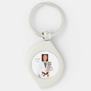 Jiu Jitsu Dad Custom Photos and Handwritten Text Key Ring