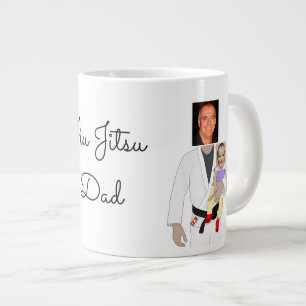 Jiu Jitsu Dad Custom Photos and Handwritten Text Large Coffee Mug