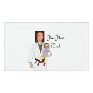 Jiu Jitsu Dad Custom Photos and Handwritten Text Name Tag