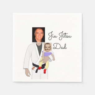 Jiu Jitsu Dad Custom Photos and Handwritten Text Napkin