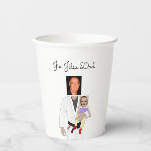 Jiu Jitsu Dad Custom Photos and Handwritten Text Paper Cups
