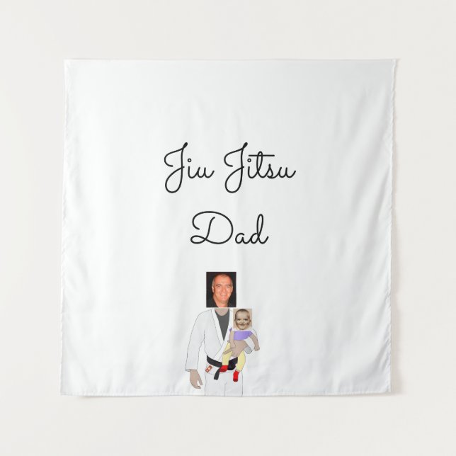 Jiu Jitsu Dad Custom Photos and Handwritten Text Tapestry (Front)