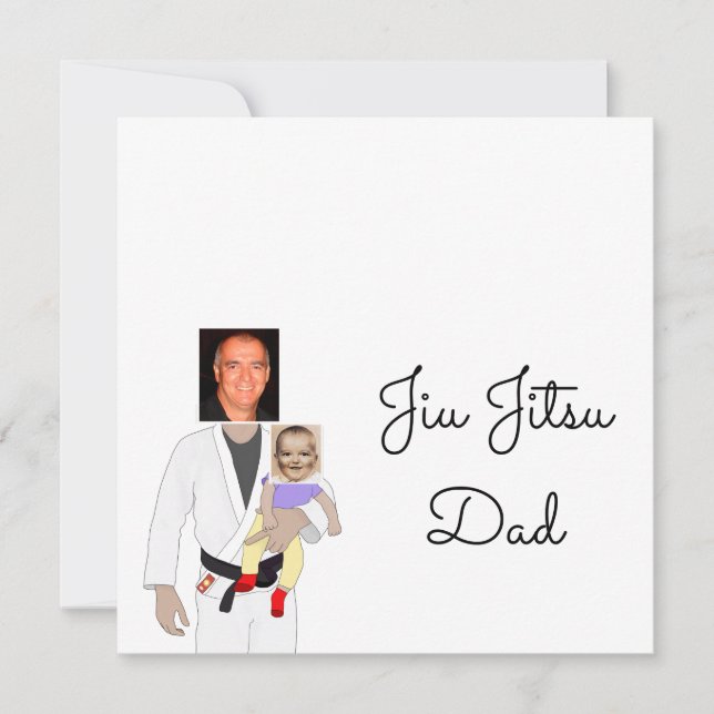 Jiu Jitsu Dad Custom Photos and Handwritten Text Thank You Card (Front)