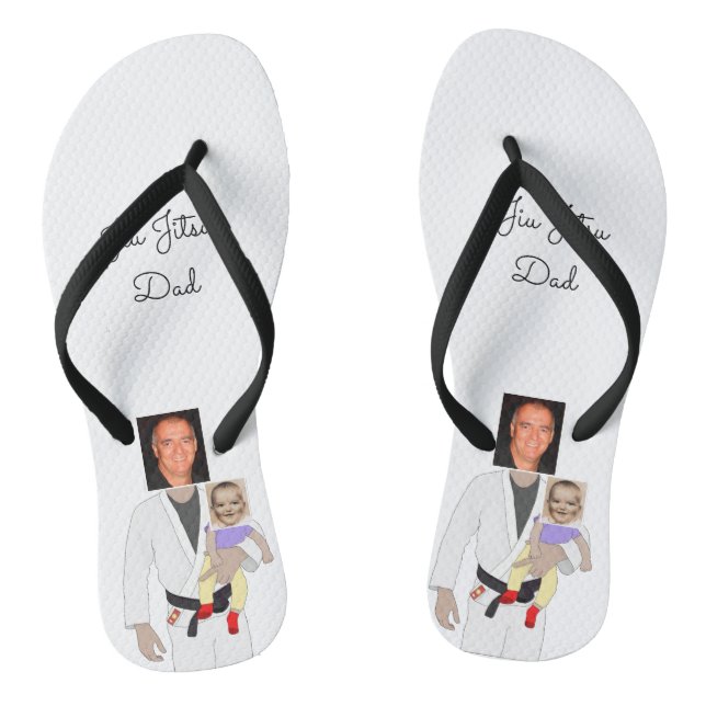 Jiu Jitsu Dad Custom Photos and Handwritten Text Thongs (Footbed)