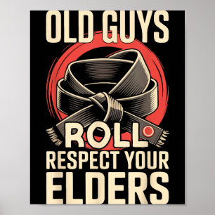 Jiu Jitsu Dad Father Coach Retro Vintage Old Guys Poster