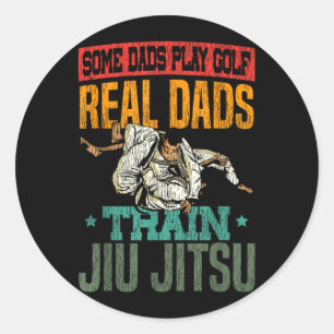 Jiu Jitsu Dad Father Vintage Retro Some Dads Play Classic Round Sticker