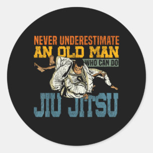Jiu Jitsu Dad Father Vintage Retro Underestimate Classic Round Sticker