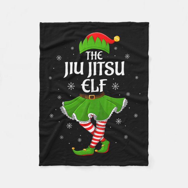 Jiu Jitsu Elf Christmas Family Girls Women Elf Squ Fleece Blanket (Front)