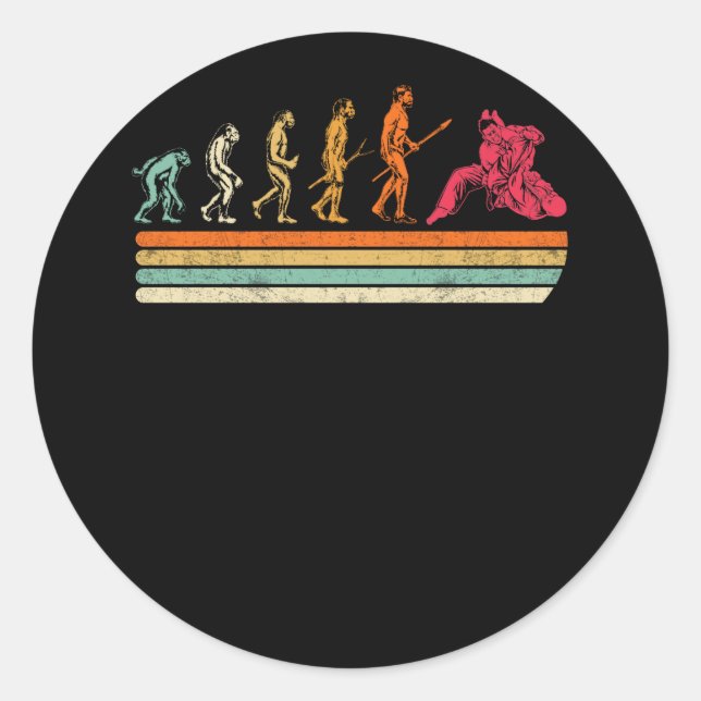 Jiu Jitsu Evolution T-Shirt BRAZILIAN JITSU MMA Classic Round Sticker (Front)