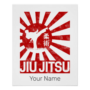 Jiu Jitsu Fighter Japanese Vintage Martial Arts Poster