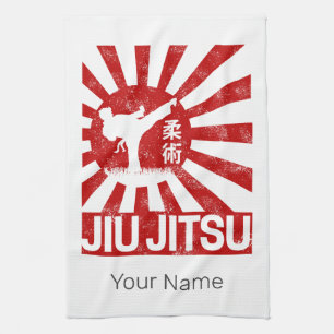 Jiu Jitsu Fighter Japanese Vintage Martial Arts Tea Towel