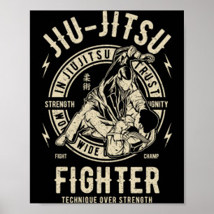 Jiu Jitsu Fighter Technique Over Strength Premium Poster