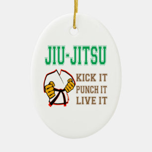 Jiu-Jitsu Kick it, Punch it, Live it Ceramic Tree Decoration