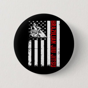 Jiu Jitsu Martial Arts Brazilian Jiu Jitsu US Flag 6 Cm Round Badge