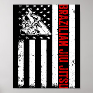 Jiu Jitsu Martial Arts Brazilian Jiu Jitsu US Flag Poster