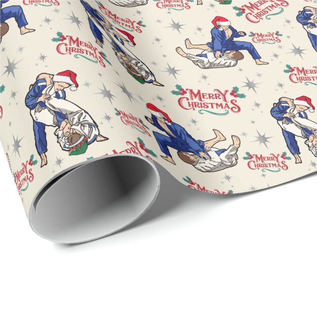 Jiu Jitsu Merry Christmas Gift Wrapping Paper (Roll Corner)