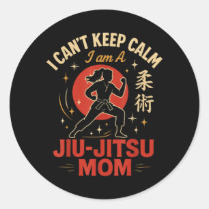 Jiu Jitsu Mum Mother Retro Vintage Cant Keep Calm Classic Round Sticker