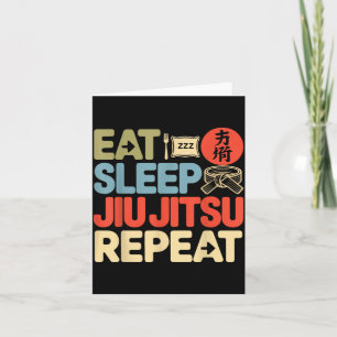 Jiu Jitsu Retro Vintage Eat Sleep Jiu Jitsu Repeat Card