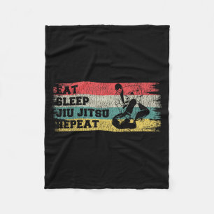 Jiu Jitsu Retro Vintage Eat Sleep Jiu Jitsu Repeat Fleece Blanket
