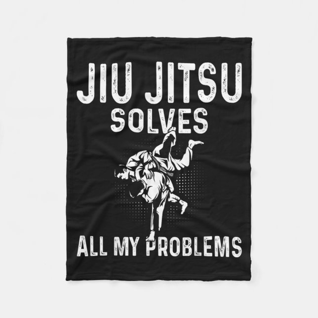 Jiu Jitsu solves problems - Funny Brazilian Jiu Fleece Blanket (Front)