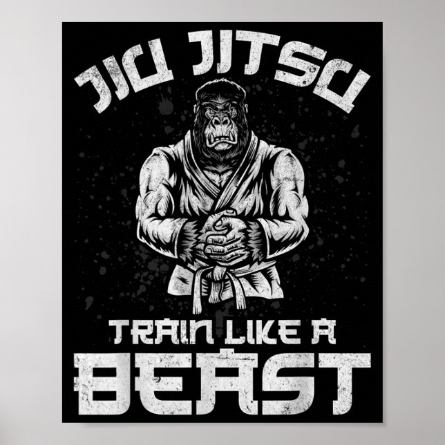 Jiu-Jitsu Train Like A Gorilla Martial Arts Poster (Front)