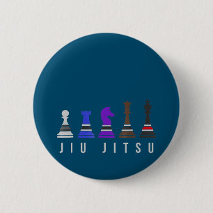 jiu jitsu training   chess, gift  bjj with text. 6 cm round badge