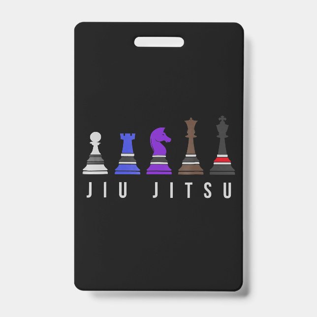 jiu jitsu training   chess, gift  bjj with text. ID badge (Front)