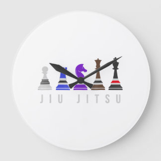 jiu jitsu training   chess, gift  bjj with text. large clock