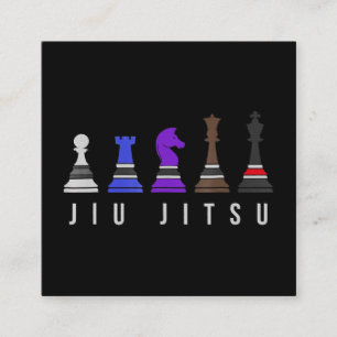 jiu jitsu training chess, gift bjj with text. square business card
