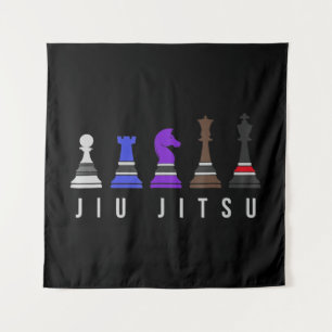 jiu jitsu training   chess, gift  bjj with text. tapestry