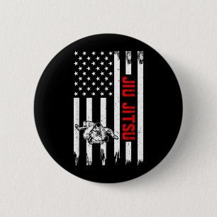Jiu Jitsu US Flag Brazilian Jiu Jitsu Martial Arts 6 Cm Round Badge