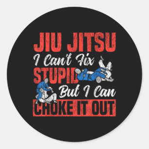Jiu Jitsu Vintage Jiu Jitsu Cant Fix Stupid But Classic Round Sticker
