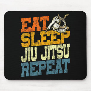 Jiu Jitsu Vintage Retro Eat Sleep Jiu Jitsu Repeat Mouse Pad
